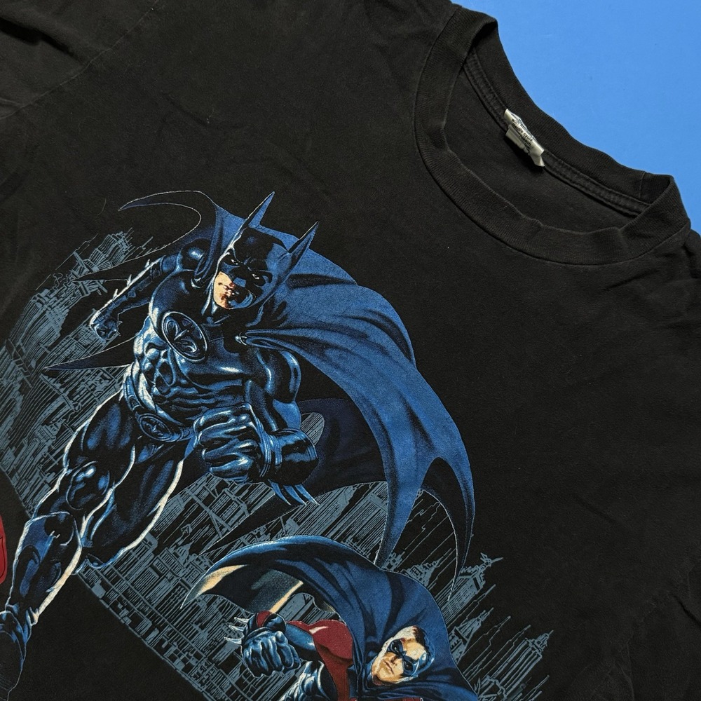 Vintage 1997 Batman Robin Mr Freeze Full Print All Over Black T Shirt Comics XL